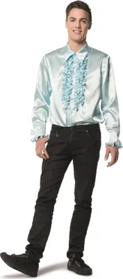 Produktbild von L330033O-XXL hell-blau Herren Rüschenhemd Discohemd Gr.XXL