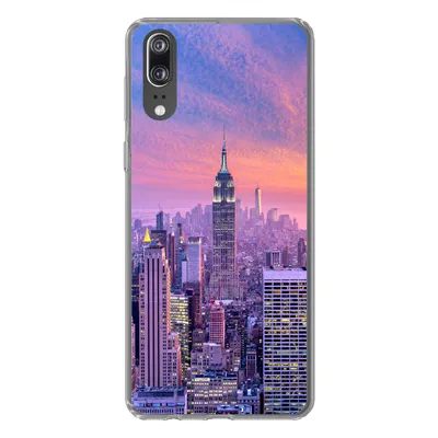 Produktbild von MuchoWow® Handyhülle Schutzhülle Hülle für Huawei P20 New York - Farben - Skyline Silikon Softcase Handy Hülle - Hardcover