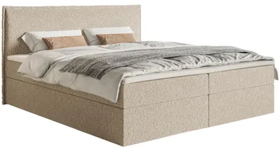 Produktbild von Selsey Softie – Boxspringbett 160x200 cm mit Topper und Stauraum, Chenille, Hellbeige