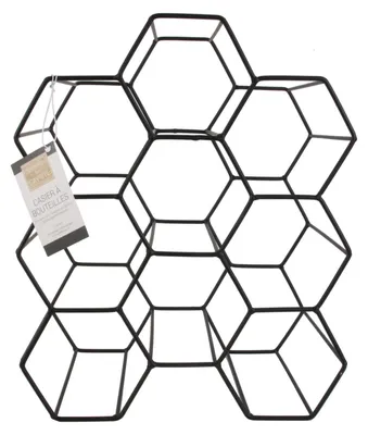 Zdjęcie produktu dla Home Deco Factory stojak na butelki druciana rama plaster miodu - czarny (+)
