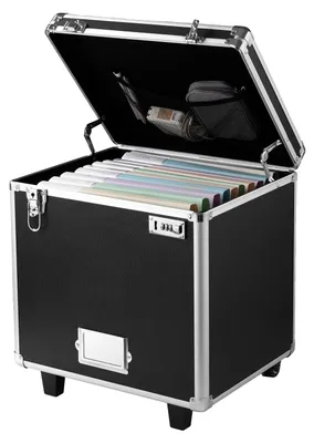 Produktbild von VEVOR Tragbare Aktenlagerbox, 395 x 320 x 380 mm Innenmaße, abschließbarer mobiler Geschäftskoffer mit teleskopischem Griff, Handzieh-Aktenkoffer für Büro, Zuhause, Büros, Krankenhäuser, Banken