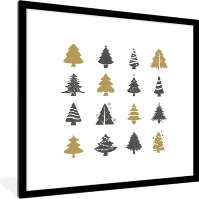 Produktbild von MuchoWow® MuchoWow® Gerahmtes Poster Illustration Weihnachten - Muster - Weihnachtsbaum 40x40 cm - Poster mit zchwarzem Bilderrahmen - Poster - Plakat im Rahmen