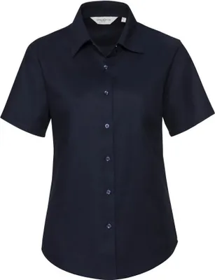 Produktbild von Russell Collection Easy Care Oxford Bluse, Kurzarm BC1024 (XS) (Marineblau)