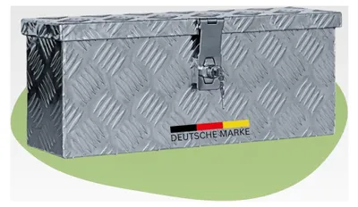 Produktbild von Aluminiumbox mit Deckel - Abschließbar | Alubox Deichselbox Alu Anhängerbox Werkzeugkiste Metall Transportbox Metallkiste, 48,5x14x20cm Silber