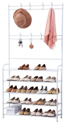 Zdjęcie produktu dla Herzberg 4-poziomowy wieszak na ubrania w przedpokoju i organizer do przechowywania w przedpokoju - 80x170cm