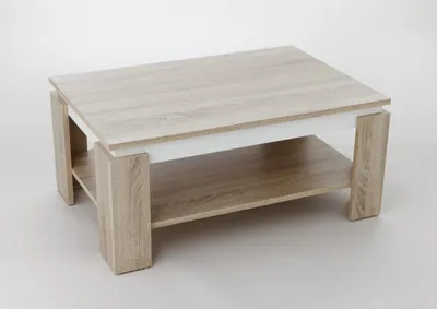 Produktbild von Couchtisch  -Timo 2- 90 x 60 cm mit Ablageboden Sonoma Eiche - Weiss