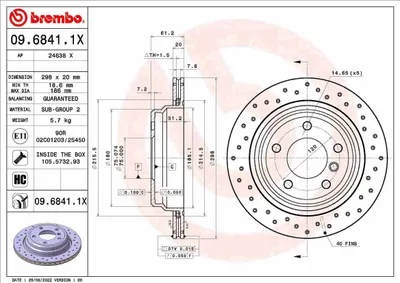 Obrázek produktu pro Brzdový kotouč BREMBO 09.6841.1X