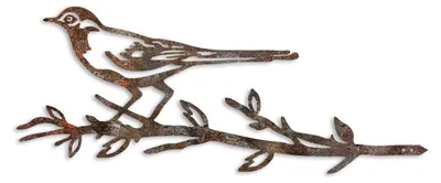 Image de Décoration de jardin Oiseaux sur branche en métal marron 50 x 20 cm peinte à la main