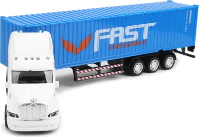 Obrázok produktu pre 1:48 Model kontajnerového nákladného vozidla, hračka, PullBack pre deti so svetlým tónom (biela, modrá)