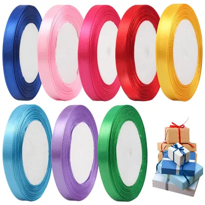 Satijnen Lint 8 Rollen 10 mm x 22 m Polyester 8 Farben
