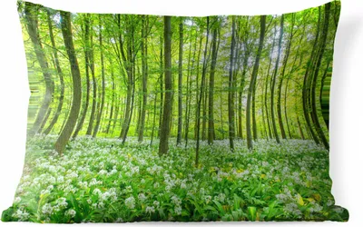 Produktbild von MuchoWow® Outdoor Kissen - Wald - Bäume - Grün - 50x30 cm - Wetterfest - Lounge Kissen - Sofa kissen - Wohnzimmer Dekoration