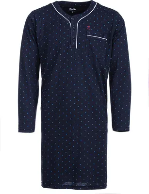 Produktbild von Nachthemd Langarm - Zacken , Farbe:navy, Größe:3XL