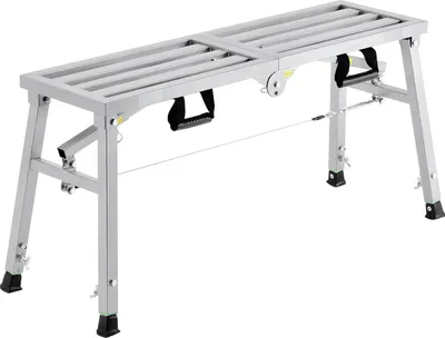 Zdjęcie produktu dla Platforma robocza SucceBuy, regulacja wysokości za pomocą 3 biegów, składana drabina ze stali stopowej, przenośne rusztowanie, nośność 180 kg, antypoślizgowa gumowa powierzchnia