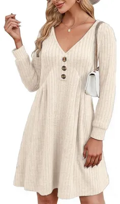 Immagine prodotto di Elegante abito in maglia da donna, con scollo a V e taglio a trapezio