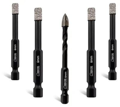5-tlg. Diamantbohrer-Set 6 mm für Fliesen, Keramik, Stein