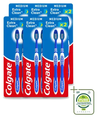 Imagen del producto de 6 cepillos de dientes Colgate Extra Clean - Tamaño medio - Paquete grande - 6 unidades