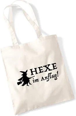 Produktbild von Huuraa Jutebeutel Hexe im Anflug 10 Liter Natural Baumwolle Tasche Geschenkidee