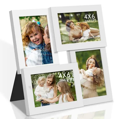 Collage-Fotoliste 4er-Set 10x15 cm, Weiß, MDF und Glas