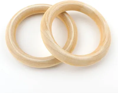 Imagen del producto de Aros de madera sin tratar, 5 unidades, diámetro de 55 mm, para manualidades creativas
