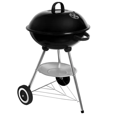 Produktbild von Sunjas Holzkohlegrill Kugelgrill Rundgrill CA-20 Deckel Grill Rädern und Griff Schwarzer emaillierter Standgrill für BBQ Camping Garten Balkon