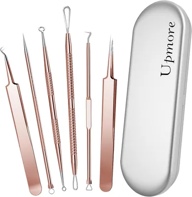 Produktbild von Pimple Tool Set 6-teilig, Edelstahl, Mitesserentferner, mit Box und Pinzette