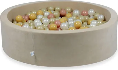 Produktbild von Trockenbecken 110x30cm Velvet Soft Beige mit 400 Bällen: Hellgold, Perlmutt, Beige, Roségold
