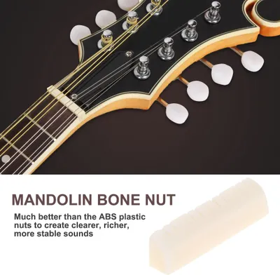 Obrázek produktu pro Mandolínová matice, Mandolínová kostěná matice, Mandolínová strunná matice, 8 strunná mandolínová matice, Mandolínové díly