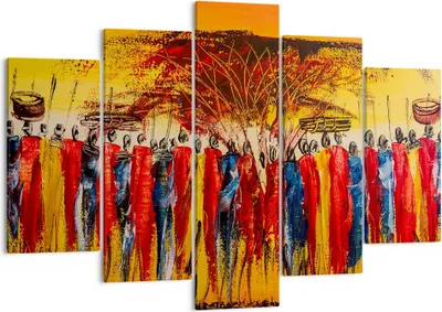 Produktbild von Bild auf Leinwand - Leinwandbild - Afrika Stamm - 150x100cm - Wand Bild - Wanddeko - Wandbilder - Leinwanddruck - Bilder - Kunstdruck - Wanddekoration - Leinwand bilder - Wandkunst - EA150x100-3752