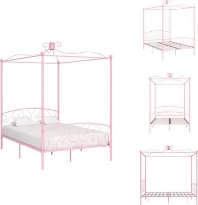 Produktbild von vidaXL Himmelbett-Gestell Rosa Metall 140 x 200 cm - Betten & Bettgestelle