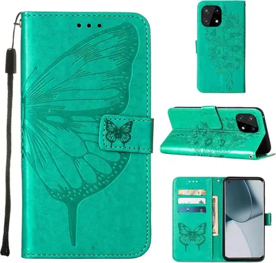 Obrázek produktu pro OnePlus 10 Pro Pouzdro, Motýlí Reliéf Flip Kožené Pouzdro s Kapsami na Karty a Stojánkem pro OnePlus 10 Pro zelené
