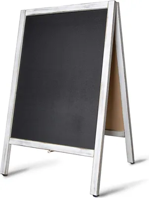 Produktbild von Kundenstopper Kreidetafel Mit Holzrahmen 2 Farben & Größen doppelseitig & windfest Weiß 51x4,5x81 cm