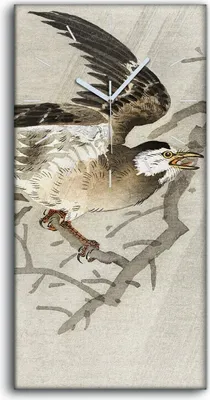 Produktbild von Wandbild Leinwand Bilder mit Uhr 30x60 Malerei Zweig Tier Vogel Asiatische - weiße Hände