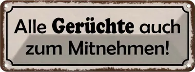 Produktbild von vianmo Blechschild 10x27 cm alle Gerüchte auch zum Mitnehmen Spruch Zitat