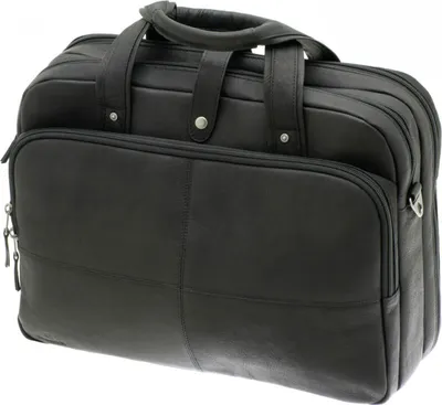 Produktbild von Multifunktion Schwarze Leder Aktentasche Umhängetasche mit Laptopfach von Davits