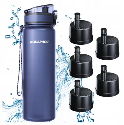 Produktbild von AQUAPHOR CITY Filterflasche 800 ml Marineblau + 5 Filterkartuschen