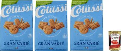 Produktbild von Colussi Gran varie', Mini biscotti, Oswego, Petit, Frühstück Miniaturkekse, butter kekse, biscuits 3x 650g + Italian Gourmet polpa 400g