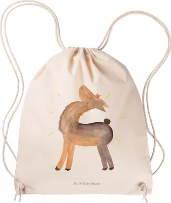 Produktbild von Mr. & Mrs. Panda gymnastiktasche Lama Stolz - Transparent - Geschenk, festival tasche, Freundin, Familie, Neustart, Jutebeutel, Stoffbeutel, Turnbeutel Mit Kordel, Lamas