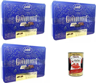 Produktbild von Feletti Scatola Assortimento Gianduiotti Classico Bianco Fondente Klassische weiße dunkle Gianduiotti-Sortimentsbox 3x 170gr+ Italian Gourmet polpa 400g