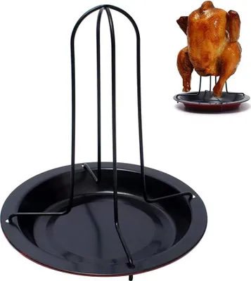 Produktbild von Edelstahl Hähnchen Bräter - Hähnchen braten - Hähnchen Grillrost mit Auffangschale