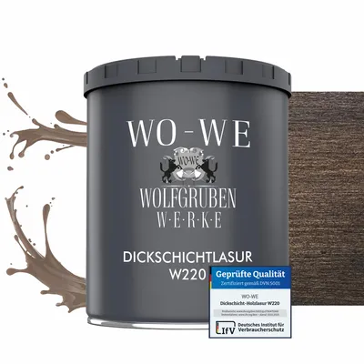 Produktbild von Dickschichtlasur 2in1 Holzlasur Holzschutzlasur außen und innen W220 Nussbaum - 750ml
