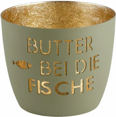 Immagine prodotto di Lanterna Madras Butter bei die Fische M, portacandele, ferro, pietra/oro, h 8,5 cm, 1099804004