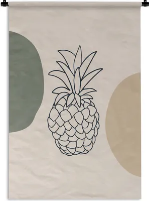 Produktbild von MuchoWow® Wandteppich Wandbehang Obst - Ananas - Pastell 90x135 cm Tapisserie Dekoration Wandtuch - Baumwolle - Wandskulptur