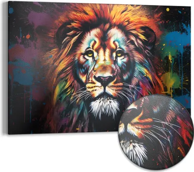 Produktbild von DEQORI Magnettafel Metall 60x40 cm 'Löwenkraft in Farben' Whiteboard Pinnwand Büro