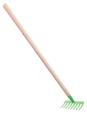 Zdjęcie produktu dla Zielone grabie z metalowo-drewnianym trzonkiem 80 cm