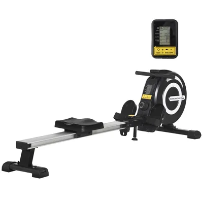 Produktbild von HOMCOM Rudergerät für Zuhause, Klappbar Rudermaschine mit 8 Stufen Magnetbremssystem, LCD-Anzeige, für Ganzkörpertraining, Alu, Schwarz