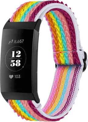 Image de imoshion Sangle élastique en nylon pour le Fitbit Charge 3 / 4 - Arc-en-ciel
