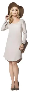 Produktbild von Damen Langarm Kleid + Umstandsmode MAMA Umstandskleid; Beige/M/L 38/40