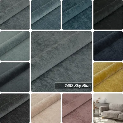 Produktbild von Möbelstoff Polsterstoff | ROSE LAND 2482 | Meterware Möbelstoff Velours Chenille-Stoff | Sky Blue
