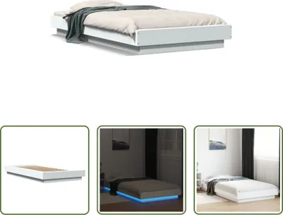Produktbild von The Living Store Bettgestell mit LED Weiß 100x200 cm Holzwerkstoff