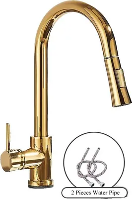 Produktbild von Küchenarmatur, Ausziehbare Sprühfunktion, Deckmontiertes Design, Goldene